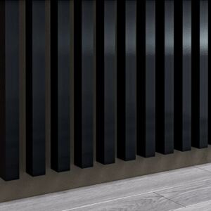 Czarny Wysoki Połysk - Lamele Premium 3D - Panele ozdobne ścienne akustyczne pionowe