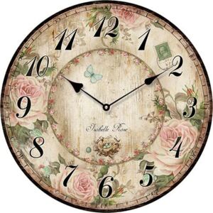 Zegar ścienny 29 cm beżowy z różami
