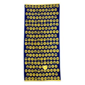 Czarno-żółty bawełniany ręcznik plażowy Bergner Emoticon, 75x150 cm