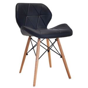Nowoczesne krzesło tapicerowane skóra DSW czarne