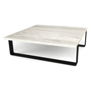 Dębowy stolik kawowy Simple 11 - lity dąb drewno stal - 100x100cm - kolor silver grey