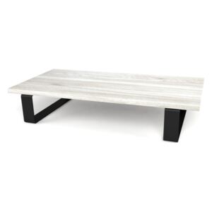 Dębowy stolik kawowy Simple 12 - lity dąb drewno stal - 60x120cm - kolor silver grey