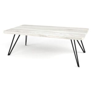 Dębowy stolik kawowy THIN 2 - lity dąb drewno stal - 60x120cm - kolor silver grey