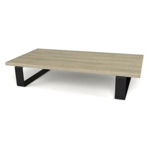 Dębowy stolik kawowy Simple 12 - lity dąb drewno stal - 60x120cm - kolor ash grey
