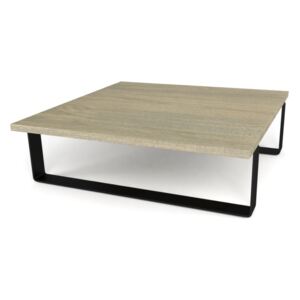 Dębowy stolik kawowy Simple 11 - lity dąb drewno stal - 100x100cm - kolor ash grey