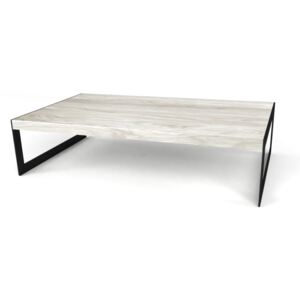 Dębowy stolik kawowy REQ - lity dąb drewno stal - 60x120cm - kolor silver grey