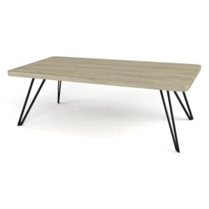 Dębowy stolik kawowy THIN 2 - lity dąb drewno stal - 60x120cm - kolor ash grey