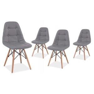 Zestaw 4 krzeseł tapicerowane krzesło lyon szary