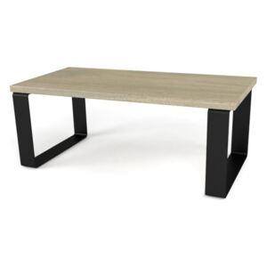 Dębowy stolik kawowy SIMPLE 1 - lity dąb drewno stal - 50x100cm - kolor ash grey
