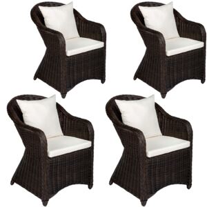 Tectake 403575 4 fotel ogrodowy z polirattanu i aluminium + poduszki - brązowy