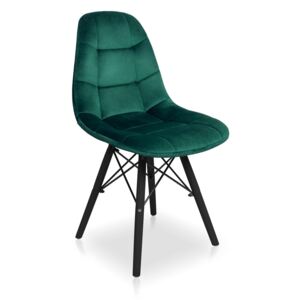 Krzesło Fabio Velvet butelkowa zieleń / noga czarna