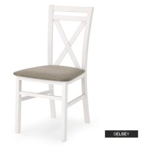 Krzesło Milares białe z beżowym tapicerowaniem