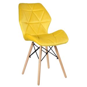 Krzesło tapicerowane RENNES VELVET - żółte