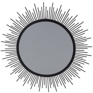 Lustro ścienne metalowe Ø 40 cm, kształt słońca, kolor czarny