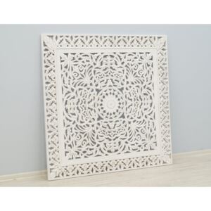Panel dekoracyjny ścienny ażurowy ręcznie wykonany indyjski bielony masywny