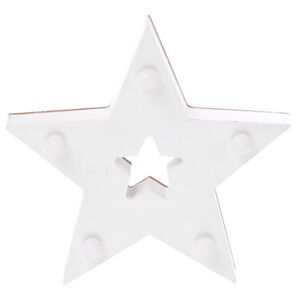 Gwiazda dekoracyjna LED, drewniana ozdoba z podświetleniem, kolor biały