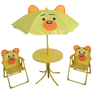 Happy Green Dziecięcy zestaw kempingowy Bear - parasol, stolik, 2 krzesełka