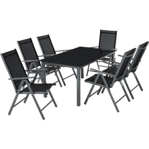 Komplet ogrodowy z aluminium stół i 6 krzeseł ciemnoszary
