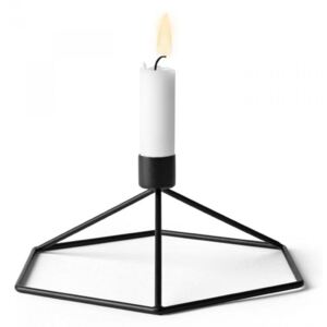 POV MENU Świecznik stołowy, czarny, 8,5x21x18,5 cm