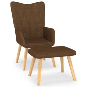 Fotel z podnóżkiem, 62 x 68,5 x 96 cm, brązowy, obity tkaniną