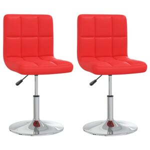 Krzesła stołowe, 2 szt., czerwone, sztuczna skóra