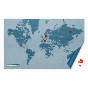 Niebieska ścienna mapa świata Palomar Pin World, 126x68 cm