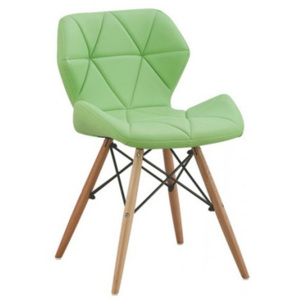 Krzesło Provence tapicerowane skórą ekologiczną, z drewnianymi nogami, dł. 49 cm x szer.53 cm x wys.72 cm - zielone