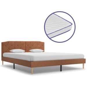 Łóżko z materacem memory, brązowe, tkanina, 160 x 200 cm
