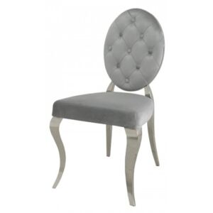 Krzesło glamour Leonardo Silver - nowoczesne krzesła pikowane guzikami