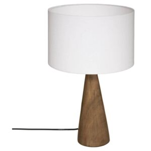 Lampka nocna z drewnianą podstawą, biały klosz, Ø 28 x 46 cm
