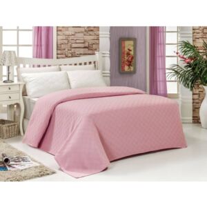 Różowa bawełniana narzuta na łóżko Audrey, 200 x 240 cm