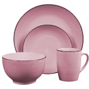 Zestaw obiadowy dla 4 osób, ceramika, kolor różowy