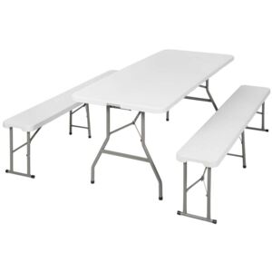 Tectake 401067 zestaw kempingowy stół i ławki składany - biały