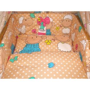 Owce beżowe - Bawełniana pościel do łóżeczka dziecięcego