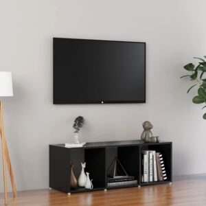 Szafka pod TV, czarna na wysoki połysk, 107x35x37 cm, płyta