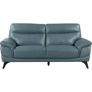 Canapea fixa tapitata cu piele ecologica, 3 locuri Cosimo Blue, l207xA97xH95 cm