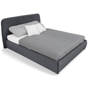 Tapicerowane łóżko z zagłówkiem Meblobranie Marcos Ciemno-szary 140cm