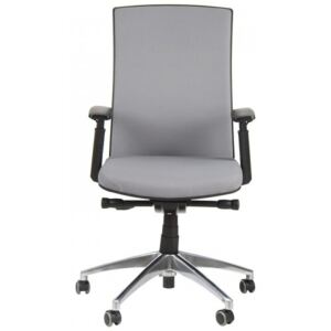 Krzesło biurowe obrotowe z wysuwem siedziska i podstawą aluminiową, KB-8922B-S/ALU/SZARY, fotel biurowy