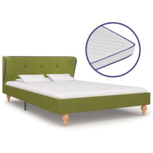 Łóżko z materacem memory, zielone, tkanina, 120 x 200 cm