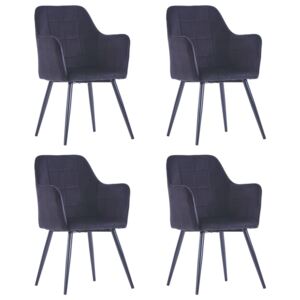 Krzesła stołowe, 4 szt., czarne, aksamitne