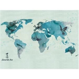 Fototapeta HD Niebieska mapa świata, 350x270 cm