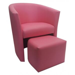 Różowy fotel CAMPARI z podnóżkiem