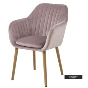 Krzesło Emilia Velvet pastelowy róż tapicerowane