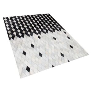 Dywan patchwork skórzany 160 x 230 cm czarno-biały MALDAN