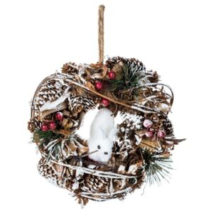 Wianek świąteczny, dekoracja z motywem wiewiórki, 19 cm
