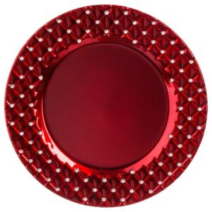 Talerz okrągły dekoracyjny DIAMS, kolor czerwony, 33 cm
