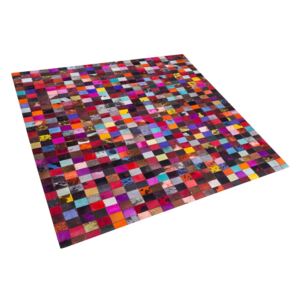 Dywan patchwork skórzany 200 x 200 cm wielokolorowy ENNE