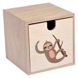 Pudełko drewniane dla dzieci HELLO JUNGLE, motyw Leniwca