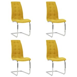 Wspornikowe krzesła stołowe, 4 szt., żółte, obite tkaniną