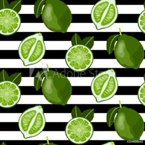 Fototapeta zielone limonki na tle w czarno białe paski